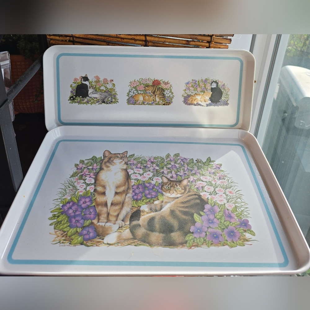 Vintage Pimpernel Garden Cats Lunch Trays